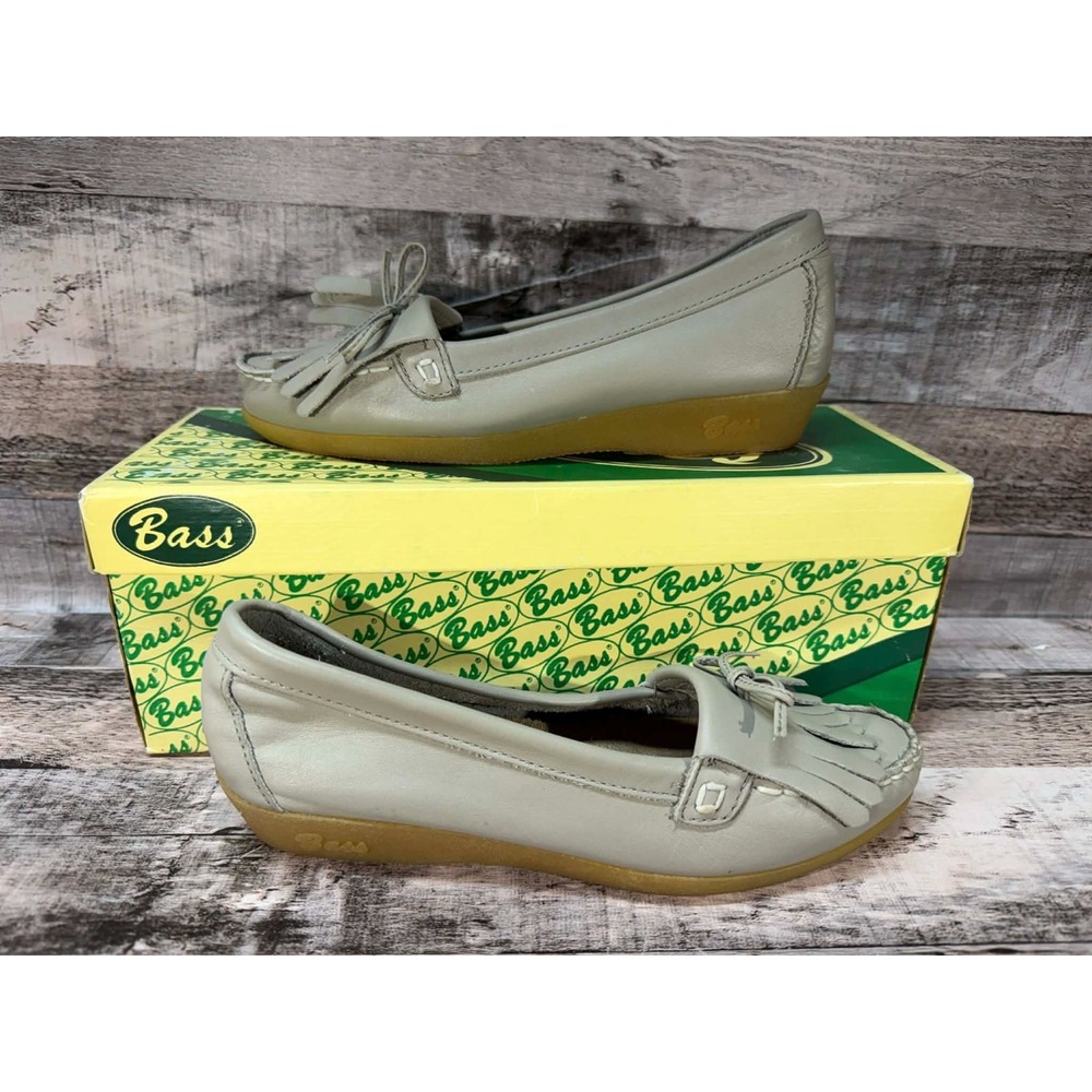 Vintage‎ Bass Leather Tassel Loafers Shoes Women Gray Silver Size 5.5